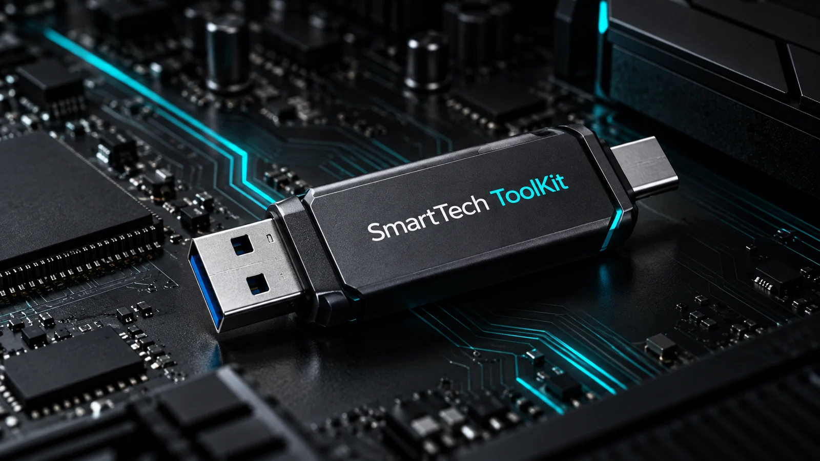 Concept visual of a dual-connector SmartTech ToolKit portable device